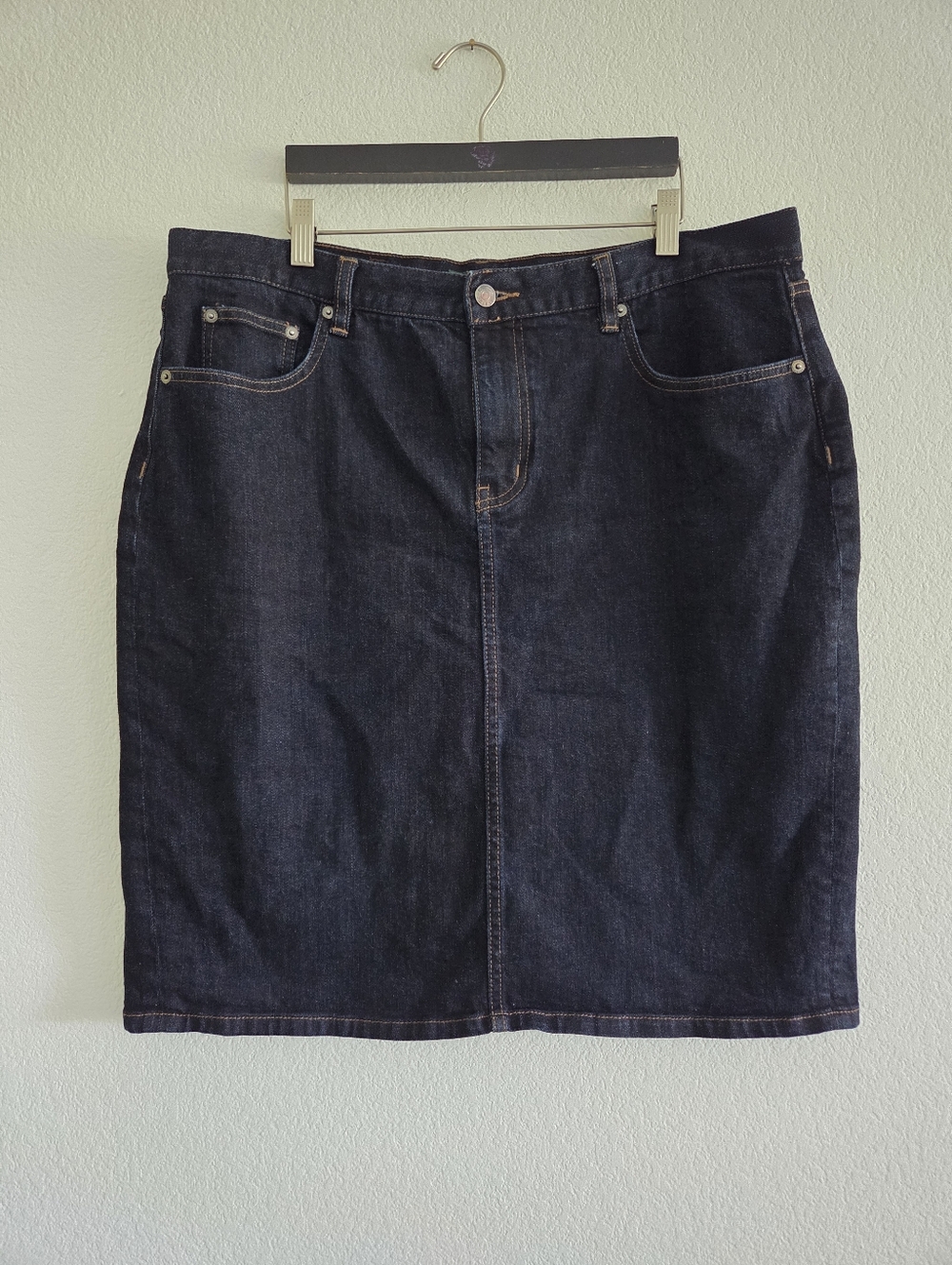 Lauren Ralph Lauren Jeans Co Womens 14W Denim Skirt Dark Blue Classic Fitted
